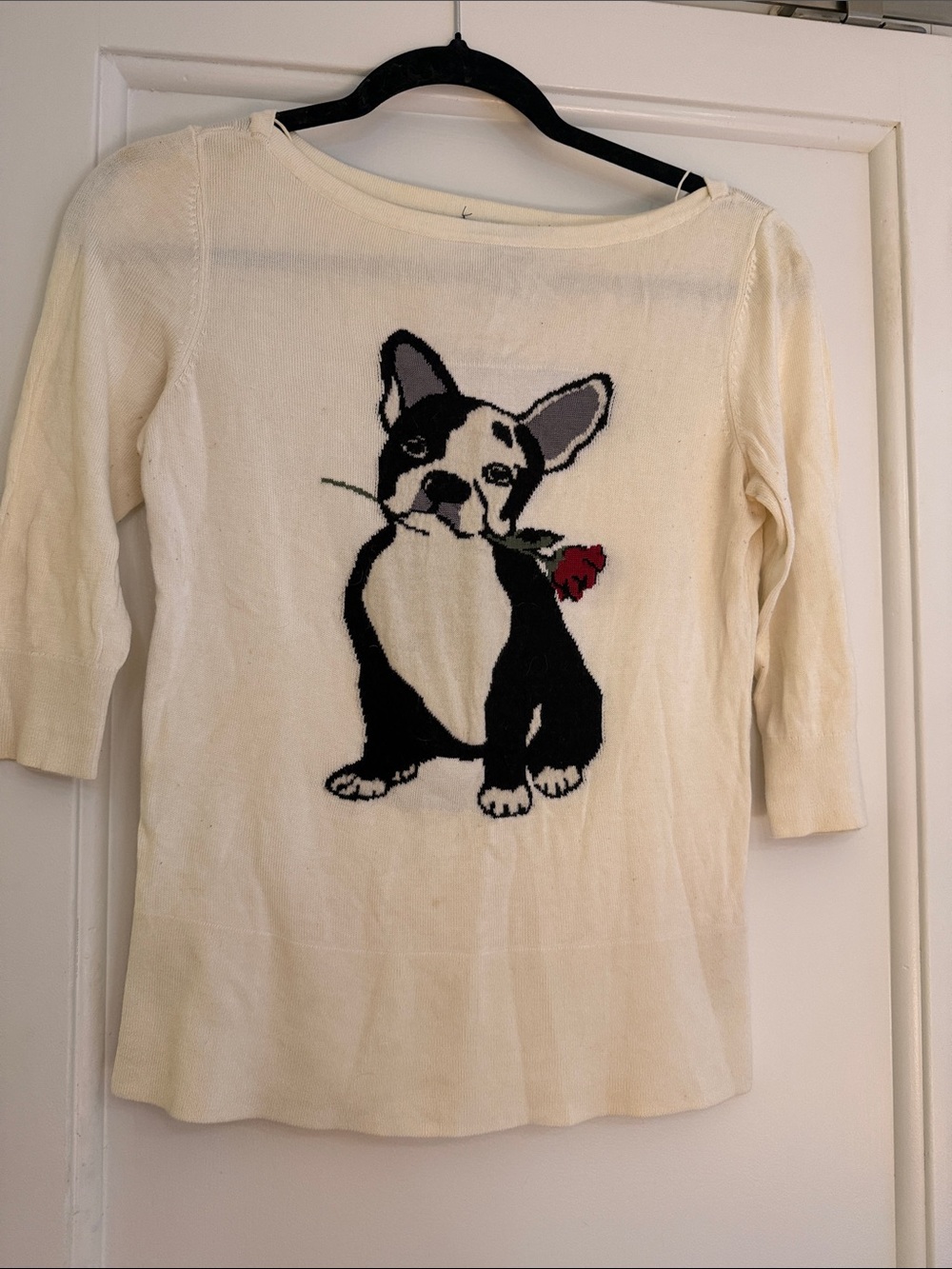 White House black Market French Bulldog Sweater